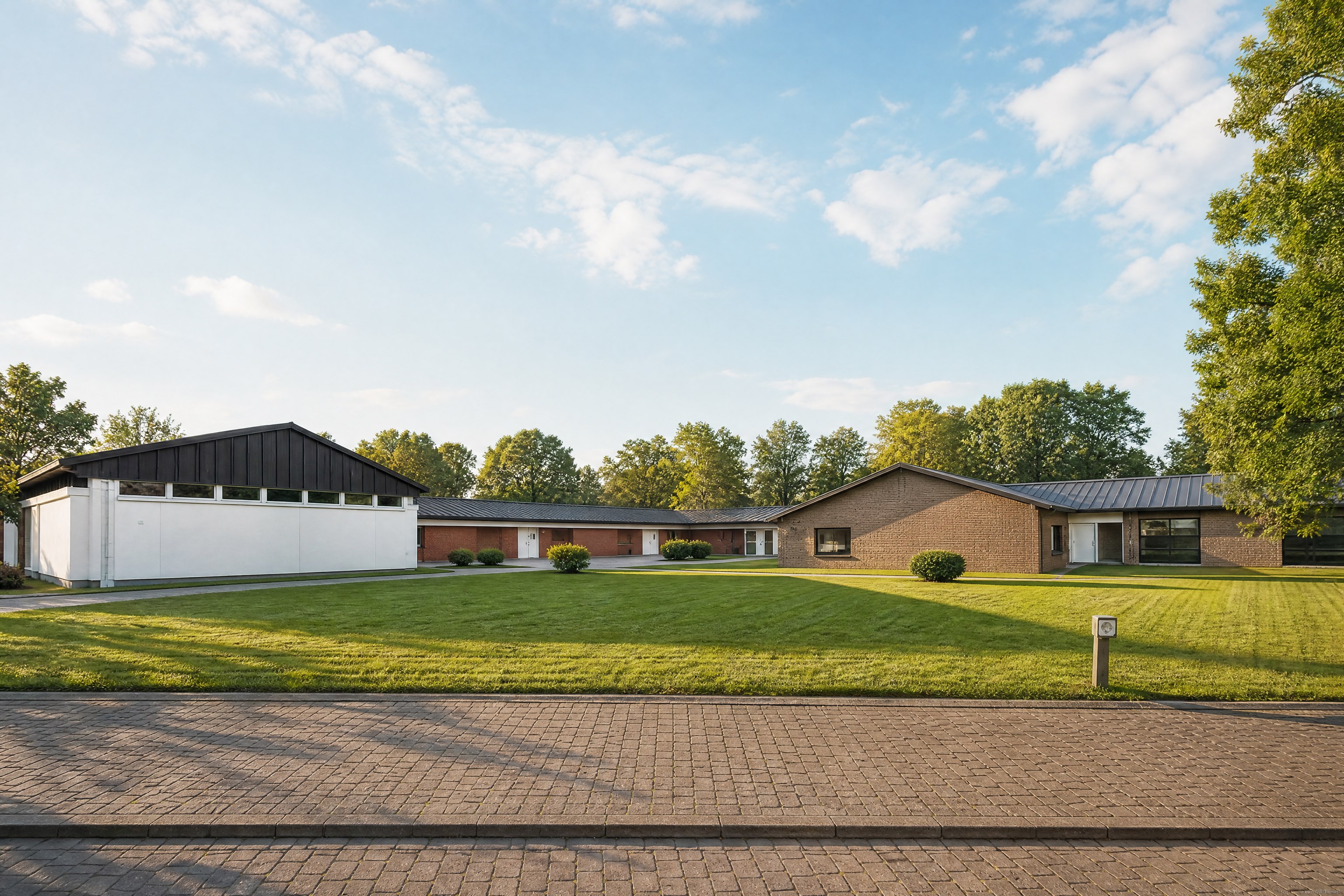 Rompe Design headquarters in Vettwei&szlig;: atelier and warehouse building at Am Wald 1
